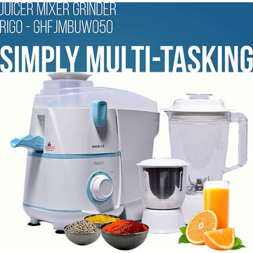 HAVELLS 500W GHFJMBUB050 RIGO JMG 2 JAR 2 Jars, Juicer Mixer Grinder (White & Dark Blue)